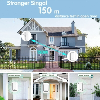 1 to 1 Home Wireless Doorbell IP68 Waterproof 38 Kinds Ringtones 4-level Volume Adjustable EU Plug Self-powered Button Music Doorbell COD [1994284]