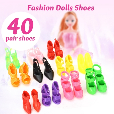 Set of 40 Pairs Fashion Dolls Shoes Heels Sandals For Dolls Outfit Dress COD [1976924]