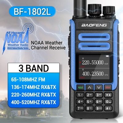 BAOFENG BF-1802L High Power Walkie Talkie 999 Channels Tri Band Wireless Copy Frequency Long Range NOAA Weather Channel Ham Two Way Radio European Standards [1993407]