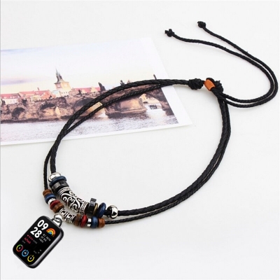 Dual Beaded Woven Cord Vintage Necklace Cord for Xiaomi Mi Band 8 Pro Smart Bracelet Accessory COD [2004051]