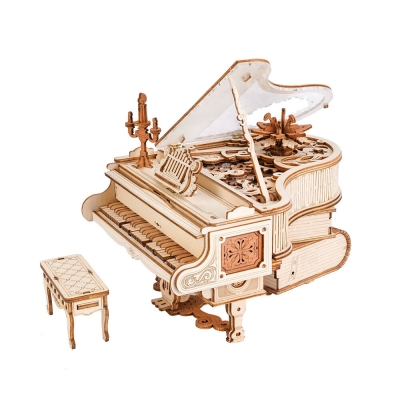 US/EU Direct Robotime Magic Piano Mechanical Self-playing Music Box Kids Chidren Adults Building Block Kits Toys 3D Wooden Puzzle AMK81 COD [2006453]