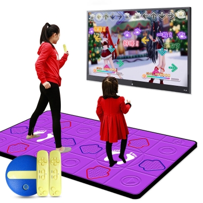 Dual Player Wired Dancing Mat Pad Computer TV Slimming Dance Blanket with Two Somatosensory Gamepad Colored Lights Version COD [1812098]