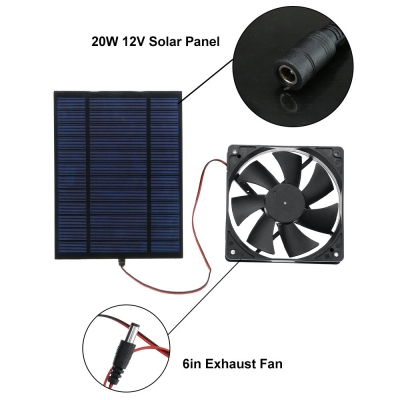 20W 12V Solar Panel Solar Fan Framed Solar Panel Module DIY Portable Charging COD [1975614]