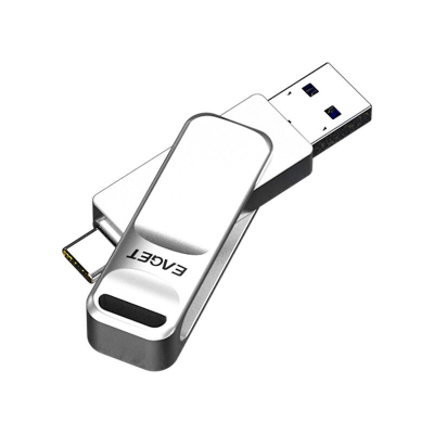 Eaget CF20 Type-C&USB3.0 Flash Drive 32G/64G/128G/256G Dual Metal Interface 360° Rotation Built-in A+ Chip Support OTG Portable Mini Memory U Disk CO [1980993]