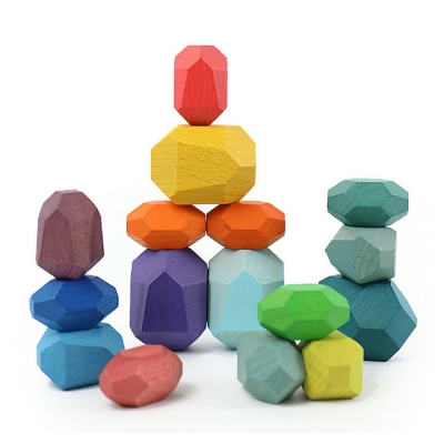 10/16/26 Pcs Wood Colorful Stone Stacking Game Building Block Education Set Toy for Kids Gift COD [1887123]