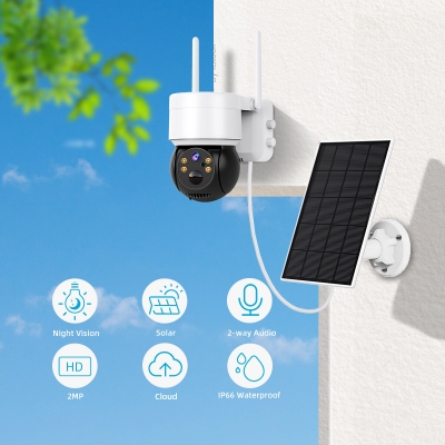 Q6 5W Solar-Powered Wireless Camera 2MP HD Low Power Consumption PIR Human Detection Night Vision 2-way Audio IP66 Waterproof Home Security Cameras COD [1991102]