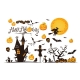 Halloween Decoration Art Paper Stick Home Pumpkin Castle Moon