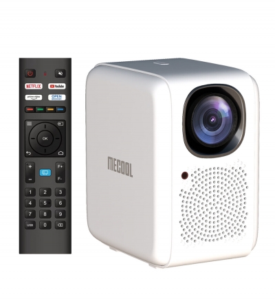 MECOOL KP2 1080P Projector 600ANSI Lumens Linux OS 4.19 Netflix Certified 1+8GB Auto Focus Vertical Keystone Correction Smart Home Theater COD [1981395]