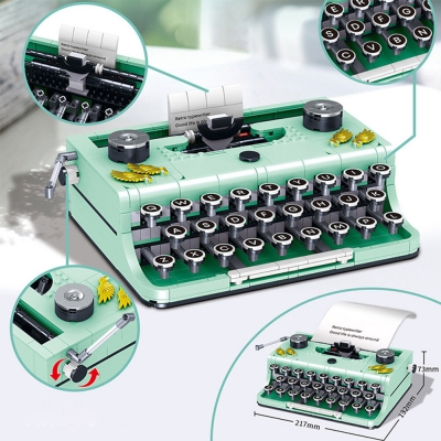 Particle Retro Series Simulation Typewriter Nostalgic Classic Building Creative Educational Toy Block Kids Children Gift Set COD [2005165]