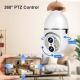 Guudgo E27 2MP+2MP WiFi Bulb Surveillance Camera Dual Lens 10X Zoom Color Night Vision Motion Detection Two-way Audio 4MP PTZ IP Baby Monitor Camera COD