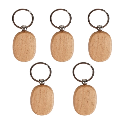 TWOTREES® 5Pcs Blank Wooden Keychain Diy Wooden Keychain Key Tag Anti-Lost Wood Accessories for Laser Engraving COD [1964464]