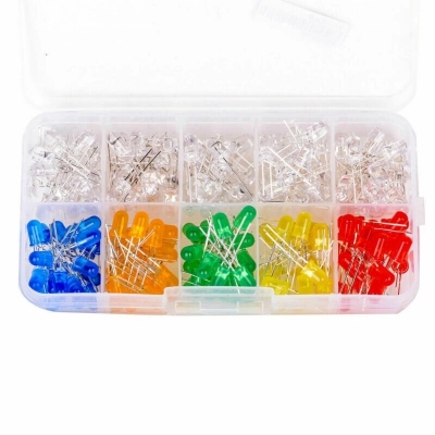 F5 150pcs 5mm Multi-colors Lights Emitting Diodes Assortment Kit White Red Yellow Green Blue Orange F5 DIY PCB COD [1990901]