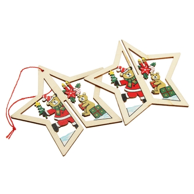 2PCS Christmas Wood Five-Pointed Star Christmas Tree Accessories [955935]