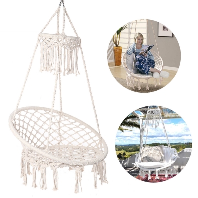 150KG Max Load Classic Hammock Swing Chair Bohemian Style Cotton Rope Hanging Spider Swing for Patio, Yard, Garden Indoor Outdoor COD [1804372]