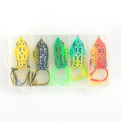 5PCS Frog Lure Soft Tube Bait Plastic Fishing Lure with Fishing Hooks Topwater Ray Frog Artificial Fishing Tackle COD [1962219]