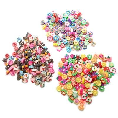 100PCS DIY Slime Accessories Decor Fruit Cake Flower Polymer Clay Toy Nail Beauty Ornament COD [1203350]