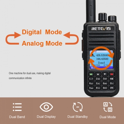 Retevis RT3S DMR Digital Walkie Talkie VHF UHF GPS APRS 5W Ham Radio Stations Walkie-talkies Professional Amateur Two-Way Radio COD [1988188]