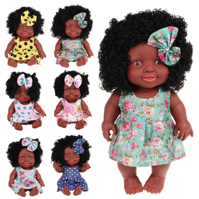 25CM Cute Soft Silicone Joint Movable Lifelike Realistic African Black Reborn Baby Doll for Kids Gift COD [1733542]