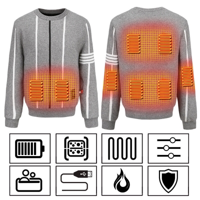 TENGOO HS-08A Heated Sweater 8 Heating Zones 3 Temperature Level Control Washable USB Electric Heating Thermal Shirt for Skiing Camping COD [1998959]