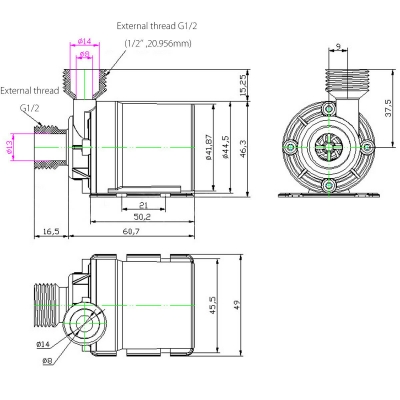 800L/H 12V DC 5M Submersible Hot Water Circulation Pump Solar Brushless Motor COD [1367806]