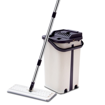 Stainless Steel Flat Squeeze Mop With Bucket Floor Dust Cleaning Microfiber Mops [1553978]