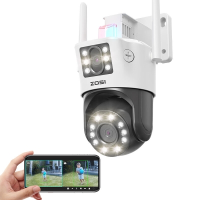 ZOSI C298 4MP+4MP Dual Lens WiFi PTZ Camera Outdoors Motion Tracking Human Detection Two-way Audio Wide Angle 8X Zoom Telephoto IP Security Cam COD [2006711]