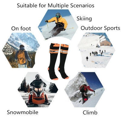 TENGOO Heated Long Socks APP Control Trible Temperature Level Adjustment 6000mAh Battery USB Charging Warm Sports Socks for Winter Outdoor Sports COD [1999256]