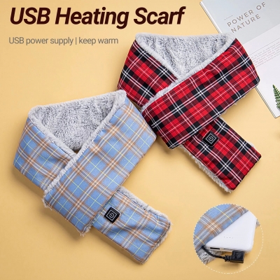 3 Gears Electric Heating Scarf Adjustable Winter Warm USB Rechargeable Quick Heated Washable Neckerchief Plush Collar COD [2002910]