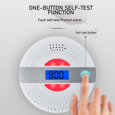 Home Smoke Detector Carbon Monoxide Detection Alarm Real-time Monitoring LED Display Sound Light Alarming Troubleshooting Function for Safety Prenvention [1980802]