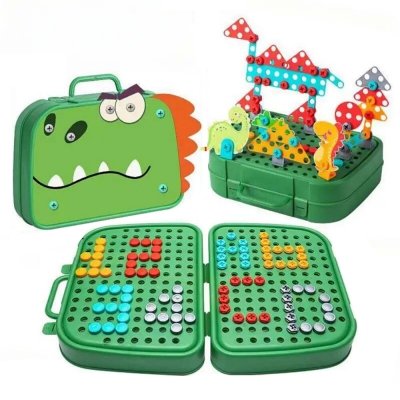 230pcs Dinosaur Simulation Suitcase Screws Educational Toys Assembled Electric Drill DIY Repair Disassembly Toolbox Boys Girls Play House COD [2005867]