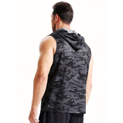 Men\'s Camo Fitness T-Shirt Hoodie Loose Sweat-Absorbent Sweatshirt Men\'s Gym Sportswear for Outdoor Running Training COD [2007784]