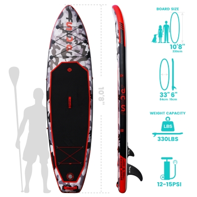 [US Direct] FunWater Inflatable Paddle Board 12~15PSI Maximum Load 150KG Stand Up Portable Surfboard Pulp Board With Chair ,Waterproof Phonecase, Air Pump, Backpack 330*84*15CM SUPFW10B [1991245]