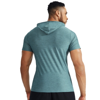 Men\'s Hooded Fitness T-shirt Quick Dry Sweat Elastic Sport Shirt Men Gym Exercise Sport Top for Outdoor Running Training COD [2007779]