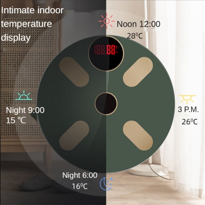 Smart Electronic Scale Automatic Indoors Temperature Measuring LCD Display USB Rechargeable App Data Record Accurate Round Scale Body Scale for Health Fat Loss Measuring [2004971]