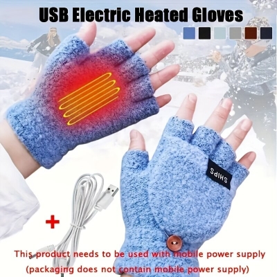 1Pair Electric Heated Gloves Double-sided Heating Croppable Thermal Comfortable USB Rechargeable Gloves for Winter Outdoor Skiing COD [2002138]