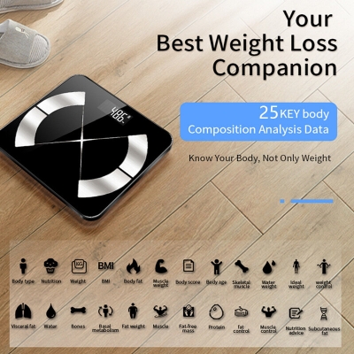 Smart Wireless Body Scale 25 Key Body Data Analyze 3 Units Switch App Composition Monitoring 19 Languages Support 180kg Accurate Weight Scale COD [2008328]