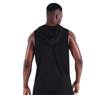 Men\'s Hooded Quick-drying Sports Vest Breathable Elastic Sleeveless Fitness Tank Top for Outdoor Basketball Running Training COD [2006583]