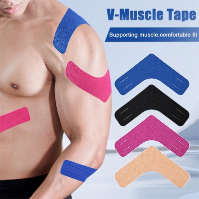 10Pcs Elastic Kinesiology V Tape Breathable Muscle Support Adhesive Elastic Sports Tape for Knees Shoulder Joint Discomfort Relief COD [2008346]