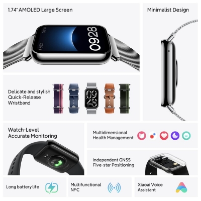 Xiaomi Mi Band 8 Pro 1.74inch AMOLED Display GPS Heart Rate Blood Oxygen Monitor Sleep Monitoring NFC 150+ Sports Mode 5ATM Waterproof Smart Watch Chinese Version [1997613]