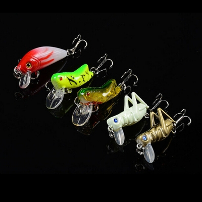 5pcs Topwater Minnow Fishing Lures Simulated Grasshopper Fishing Lure With Hook Mini Cricket Locust Top Water ArtificialBait COD [1985860]