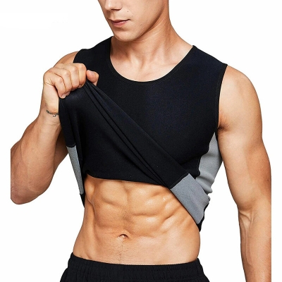 Men\'s Sweat Sauna Suit Shaper Stretch Breathable Sweat Absorbing Zip Up Sportswear Fitness Vest for Losing Weight Fitness COD [2008242]