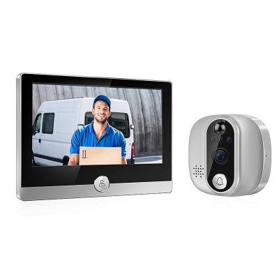 C85 Tuya Smart WiFi Video Doorbell 1080P Peephole Camera with 4.3 inch Display Support PIR Motion Detection Two-way Audio Home Security Door Bell COD [1999669]