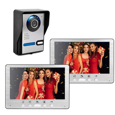 7inch Video Doorbell Camera with Monitor Hands-free Intercom IR Night Vision IP55 Waterproof Built-in 16 Chord Sounds Video Door Entry Security System CO [1982772]