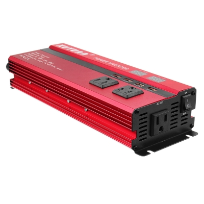 5000W 12V/24V DC to 110V/220V AC Solar Power Inverter LED Modified Sine Wave Converter Red COD [1287104]