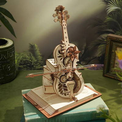 US/EU Direct Robotime 3D Wooden Puzzle Magic Cello Mechanical Music Box Moveable Stem Funny Creative Toys for Child Girls Gifts AMK63 COD [2006459]