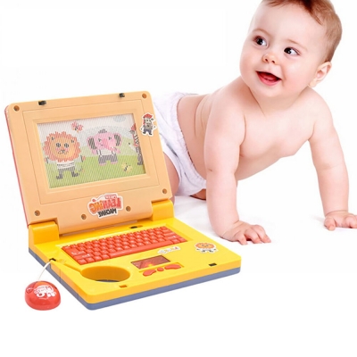 Kids Laptop Electronic Toys Educational Learning Computer Sound Rose Red Yellow Plastic Mouse Keyboard Fun Music COD [1997661]