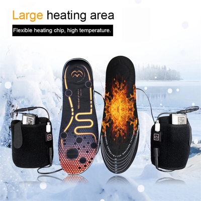 1 Pair of Heated Insoles Battery Powered Rechargeable Heated Shoes Insoles with Wrist Braces Winter Skiing Foot Warmers for Men and Women COD [2003464]